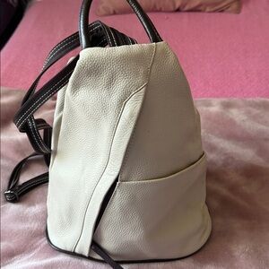 Elegant Cream Leather Backpack